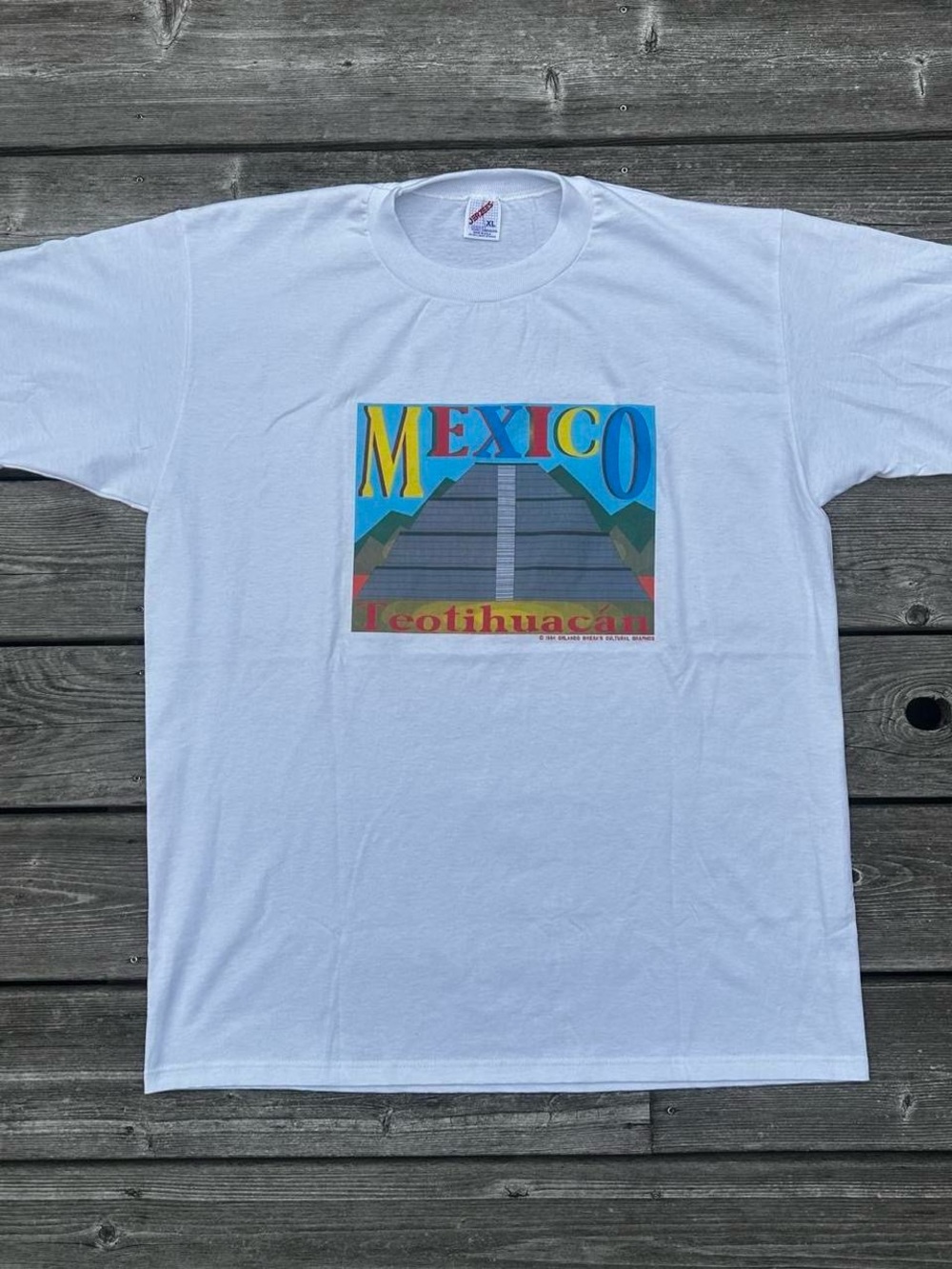 Jerzees White Mexico Teotihuacan Graphic Tee